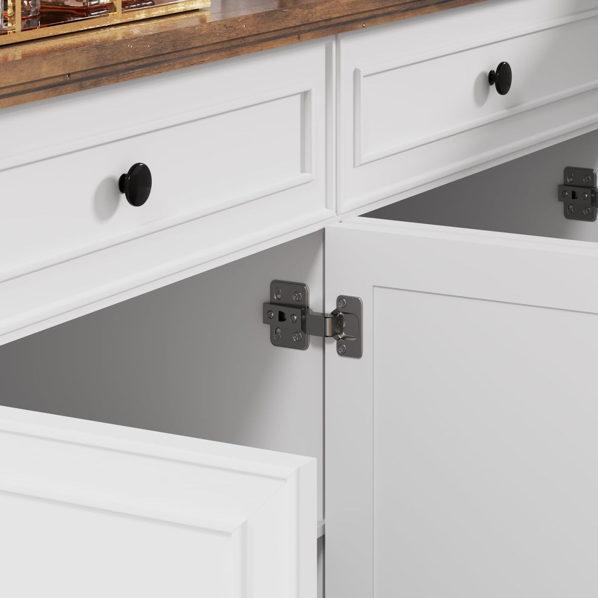 Farmhouse Buffet Cabinet with Storage, 47.6" Buffet Sideboard with 2 Drawers and 4 Doors, Wooden Kitchen Storage with Adjustable Shelves, Rustic Top Console Table for Dining Room, Kitchen or Entryway PROXRACER