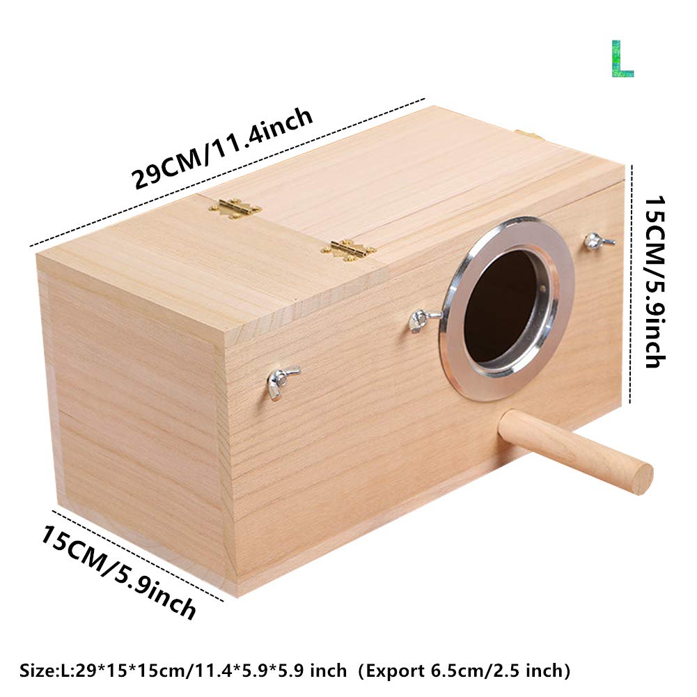 YJJKJ Wood Parakeet Nest Box Pet Bird House Parrot Breeding Mating Box Bird Cage Box for Lovebirds Cockatiel Parrotlets Budgerigar Parakeet (L) YJJKJ