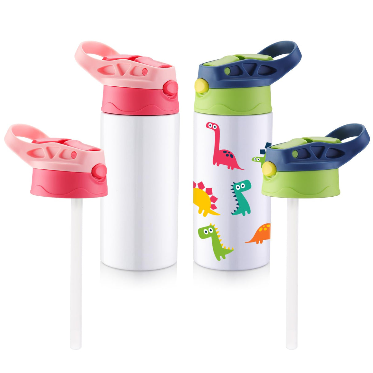 Guiqulai 12 oz Kids Sublimation Tumbler, 2 Pack Sublimation Sippy Cup Blank Stainless Steel Sublimation Blank Water Bottles, Double Wall Insulated Kids Tumbler for Travel,DIY Gift Guiqulai