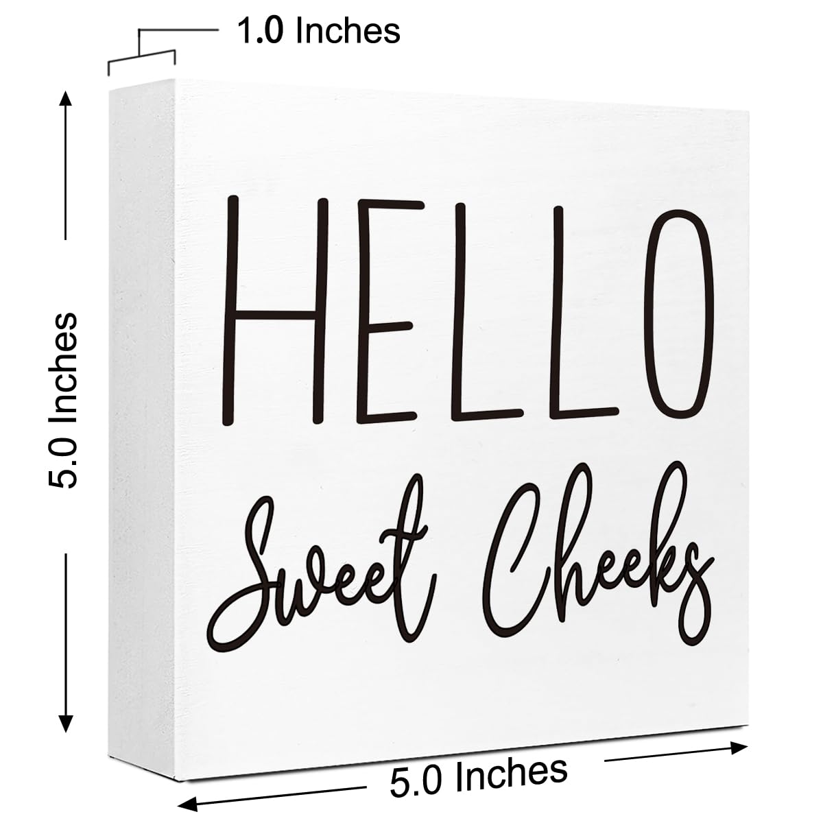 Funny Bathroom Wood Block Signs,Hello Sweet Cheeks Wooden Box Sign for Bathroom Shelf Toilet Restroom Home Tabletop Desk Decor,Rustic Bathroom Sign Decor LVQHI