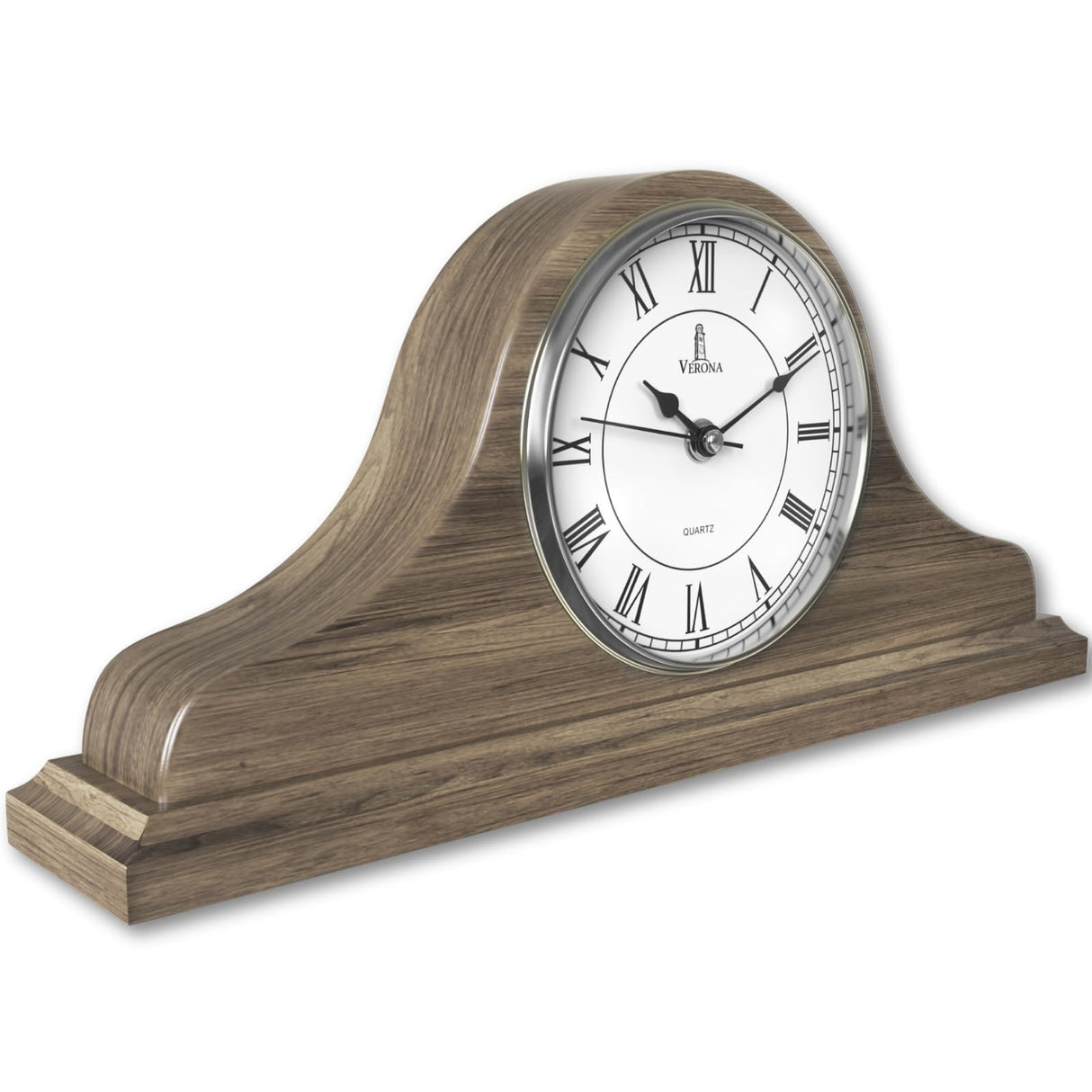 Mantel Clock Battery Operated - Grey Ash Wooden Farmhouse Mantle Clock for Living Room Decor Above Fireplace, Office, Shelf & Home Décor Gift 15x7.5 - Silent Wood Mantel Clock for Living Room Table Lovely Home Essentials