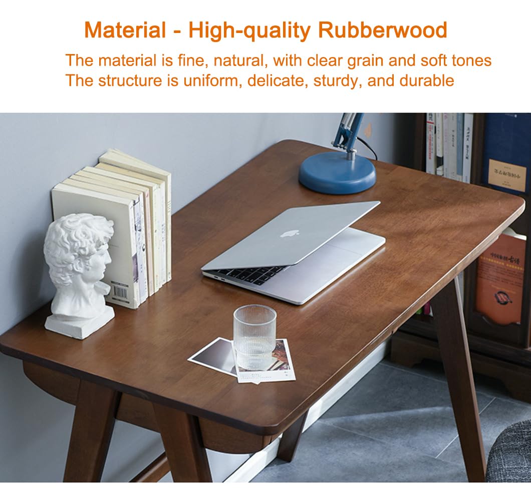 LITAITAI 39.4" Long Solid Wood Desk Solid Wood Writing Desk - Home Office Workbench Desk with 2 Drawer, Laptop Computer Work Study Table (39.4‘’) LITAITAI