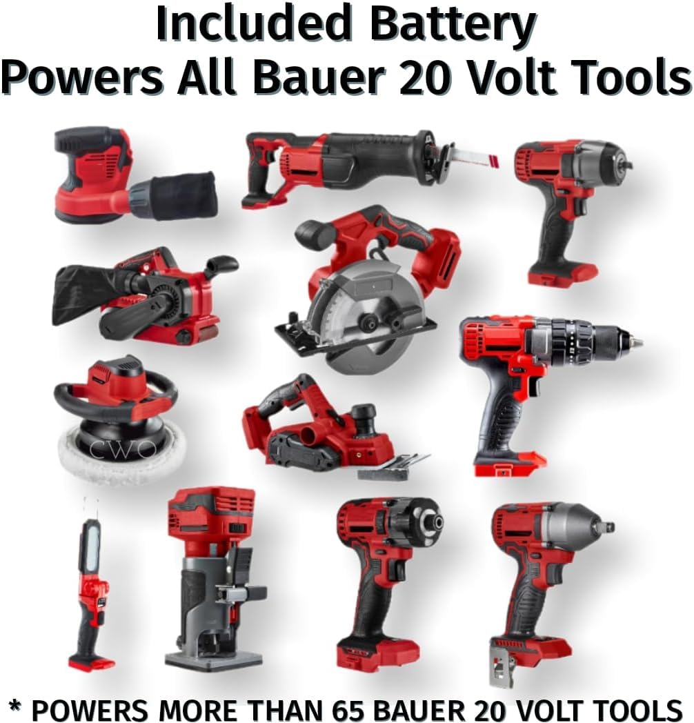 Fits BAUER 20V Cordless Variable Speed Jig Saw Kit with 5Ah Lithium Ion Battery & 20V Rapid Charger - Designed for Precise Control & Superior Cutting Performance in a Wide Variety of Materials Generic