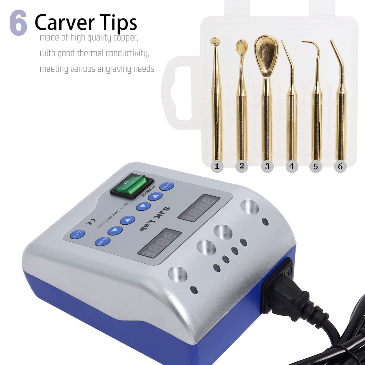 Dental Electric Wax Carver with Wax Carving Pen Knife for Dental Lab Equipment π±ππππππ πΎππ πΎπππ, Dual-Pen Dentist Waxing Carving Pencils Handheld with 6 Wax Tips Wadoy