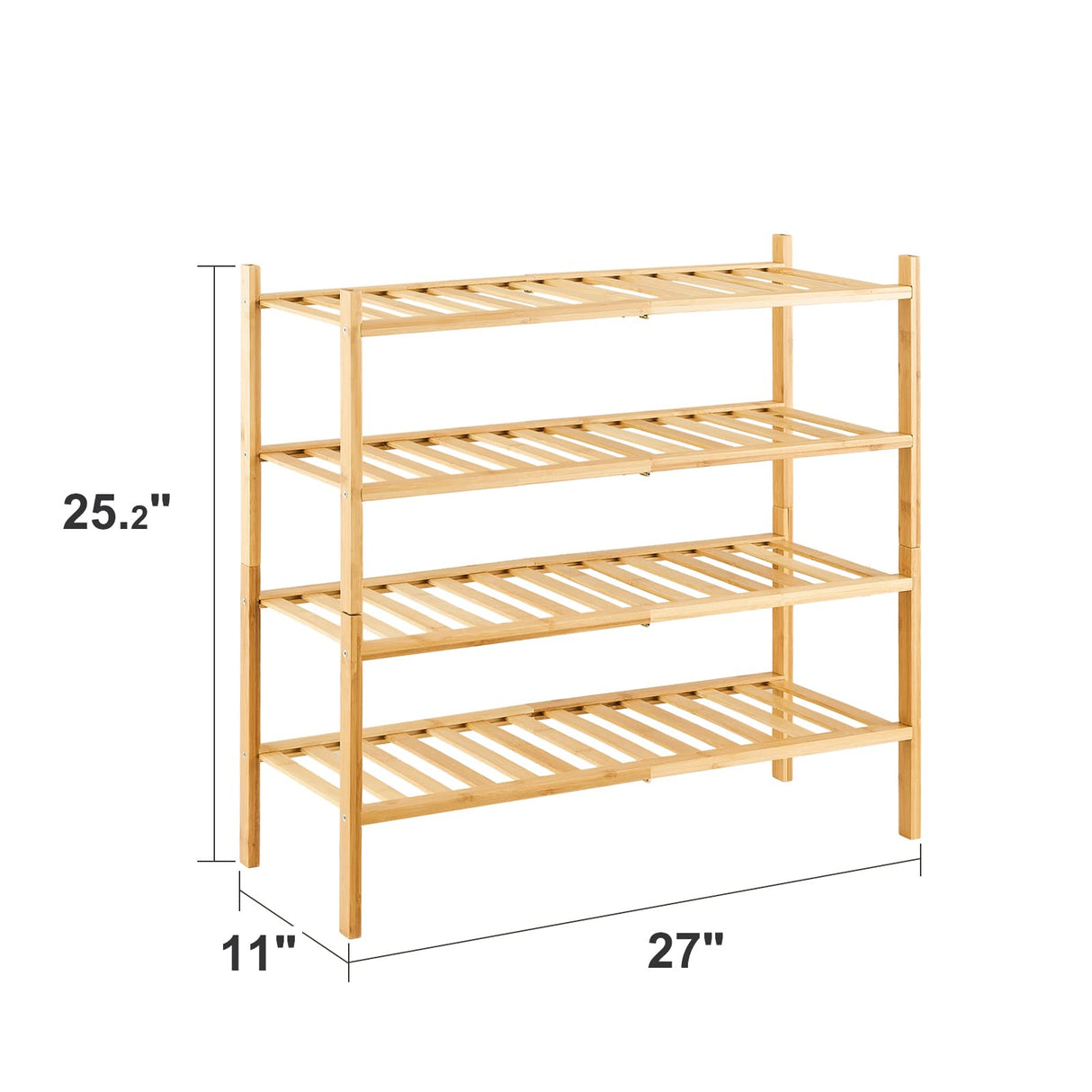 4-Tier Bamboo Shoe Rack for Entryway, Stackable | Heavy Duty | Multi-Function, Free Standing Shoe Racks for Bedroom Hallway Closet Furshus