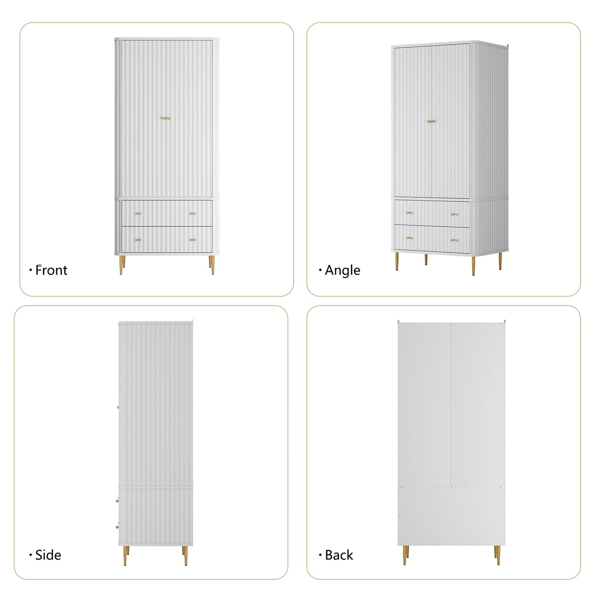 HLR Armoire Wardrobe Closet with Drawers, 72" Tall Modern Bedroom Armoire with Hanging Rod, Large freestanding Wooden Wardrobe Cabinet for Bedroom, Cloak Room (White) HLR