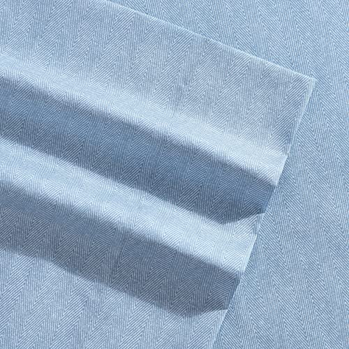 Nautica - Twin/Twin XL Bed Sheets, Cotton Percale Bedding Set with Matching Pillowcase, Crisp & Cool, Fully Elasticized, Dorm Essentials (Herringbone Coastal Blue) Nautica