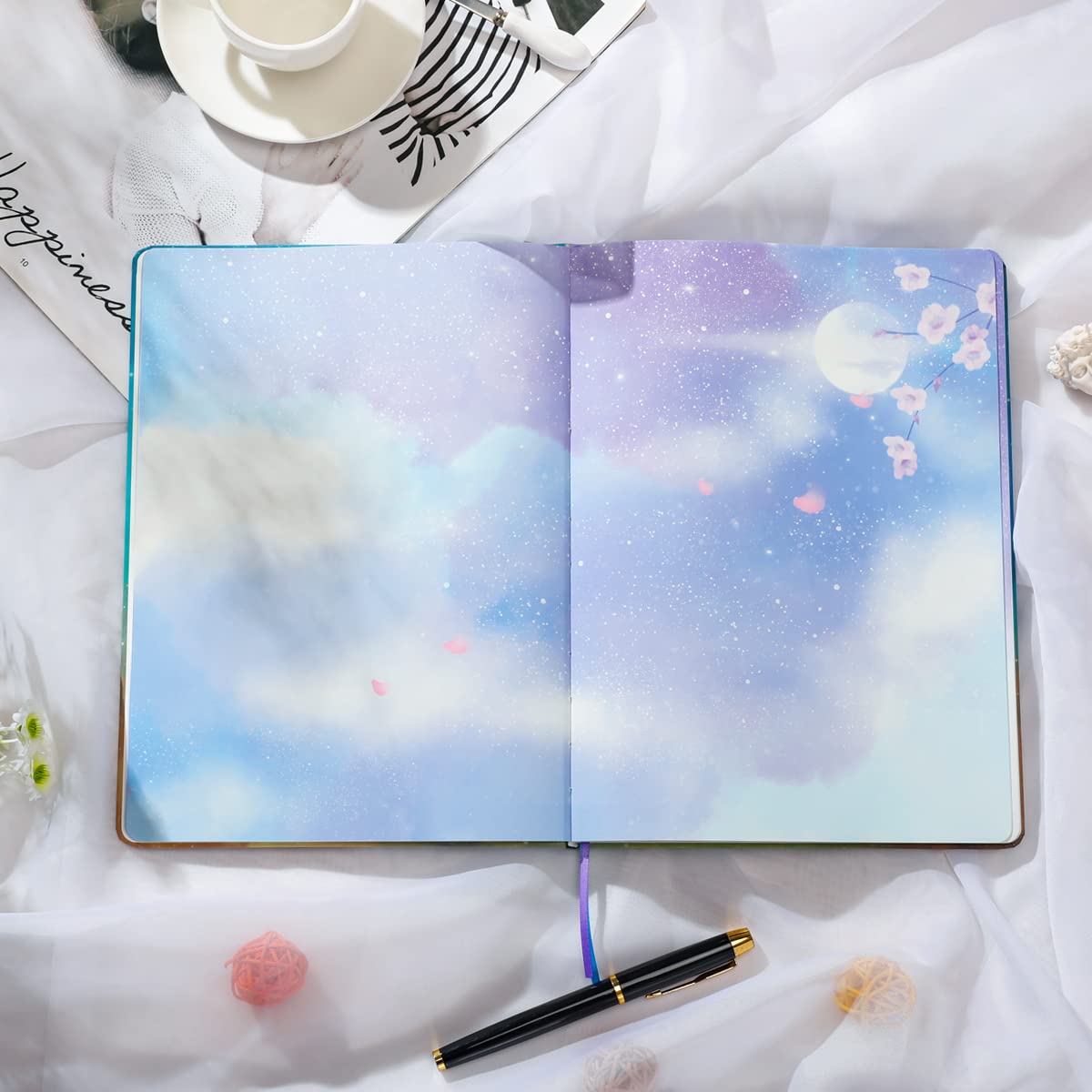SIIXU Starry Sky Writing Journal for Women, Men, Unique Colorful Blank Notebook for Daily Notes, Gratitude, Dreams or Planning, 7.5” x 10.2", 160 Pages, 2 Bookmarks, Large, Hardcover, Unlined SIIXU