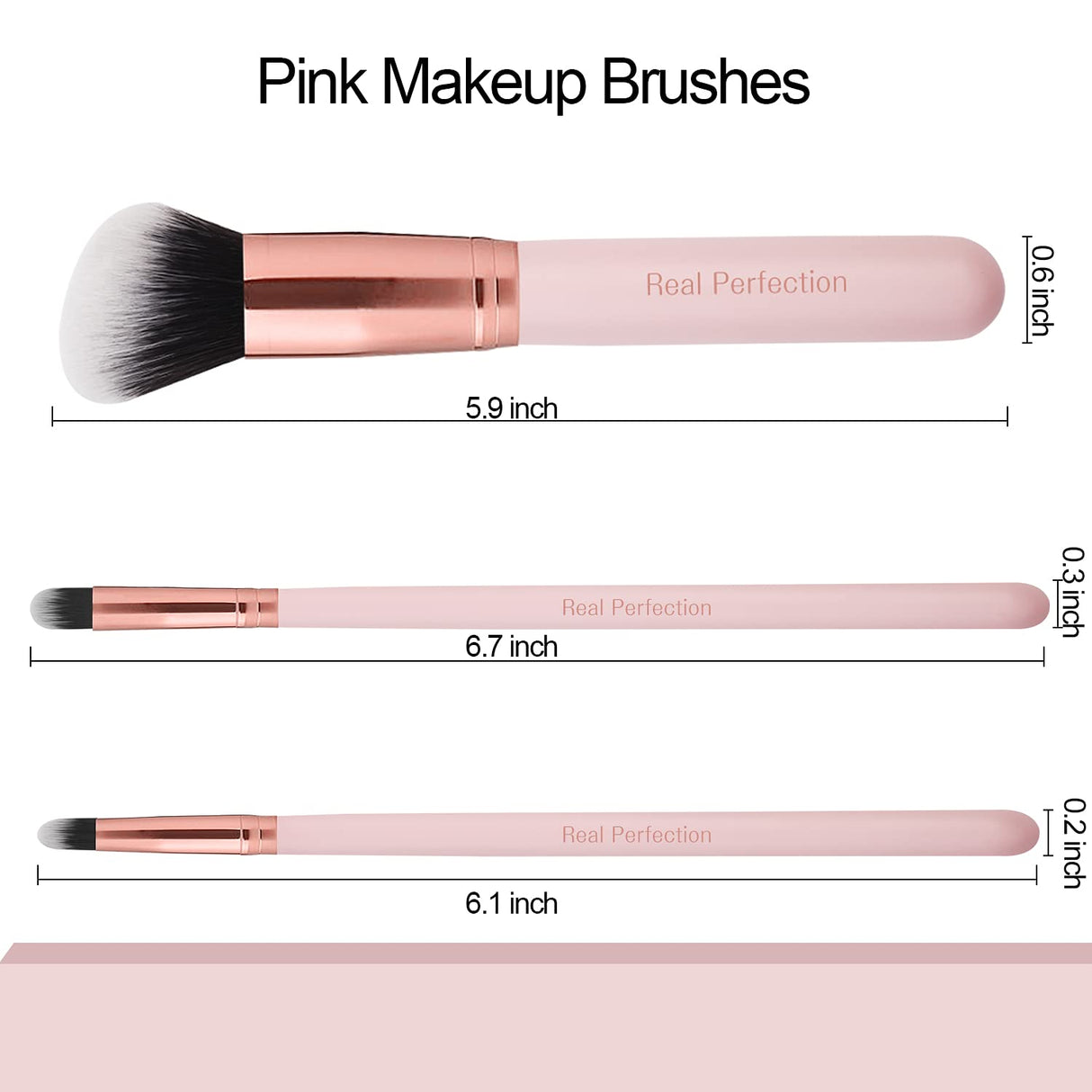 Real Perfection Makeup Brush Set 16 Pcs with 1 Eyebrow Razor Premium Synthetic Foundation Powder Concealers Eyeshadow Blush Makeup Brushes Make up Brushes Kit (Pink) Real Perfection