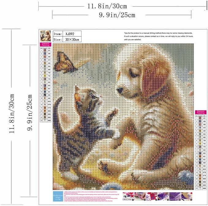 ZQEATRY 5D Diamond Painting Kits for Adults,Butterfly Diamond Art Kits for Beginners,DIY Dog with Cat Plays Diamond Dots Gem Art with Painting Kits for Adults Home Wall Decor 12 X 12 Inch ZQEATRY