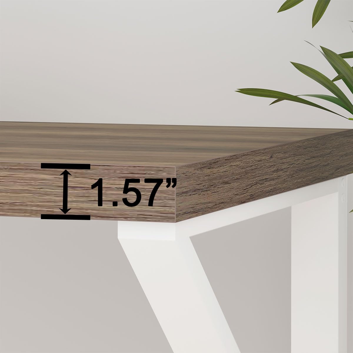 HSH Farmhouse Desk, Modern Home Office Desk, Student Desk for Bedroom Computer Table, Rustic Wood and Metal PC Laptop Computer Desk, Simple Writing Study Gaming Desk Executive Workstation, 55 Inch HSH