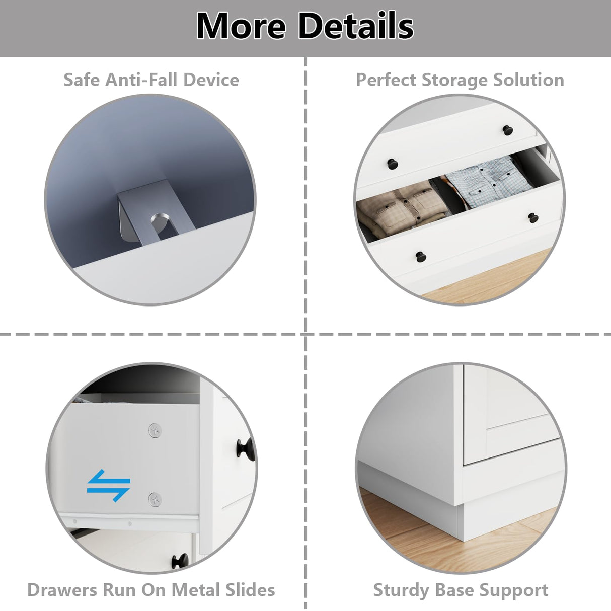 Loomie 6 Drawer Dresser, Modern Drawer Chests with Power Outlet and Led Light, Wide Chest of Drawers for Storage and Organization, White Dresser for Bedroom, Living Room, Closets, Entryway Loomie