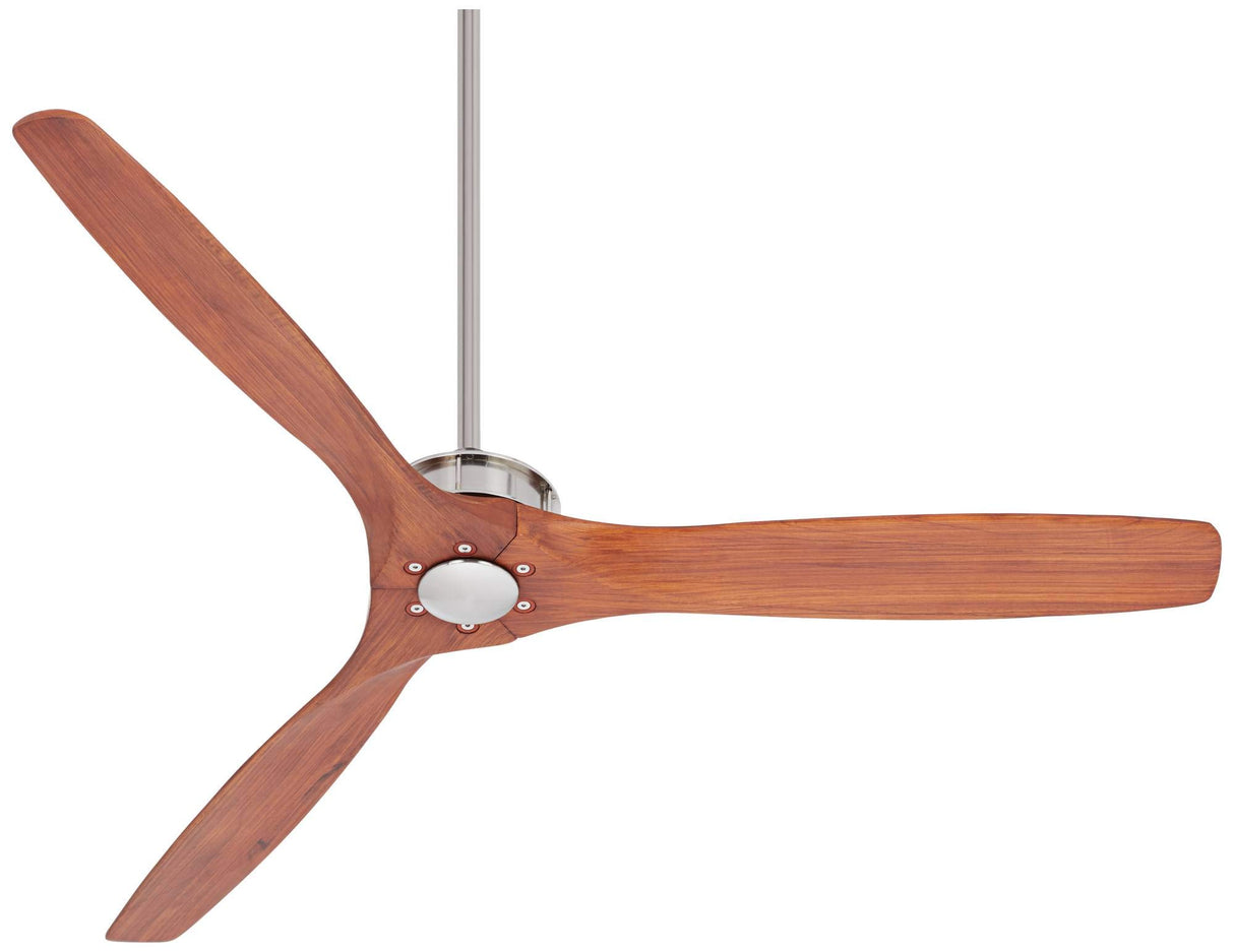Casa Vieja 52" Windspun DC Modern 3 Blade Indoor Ceiling Fan with Remote Control Brushed Nickel Walnut Solid Carved Wood for Living Kitchen House Bedroom Family Dining Office Kids Room Casa Vieja