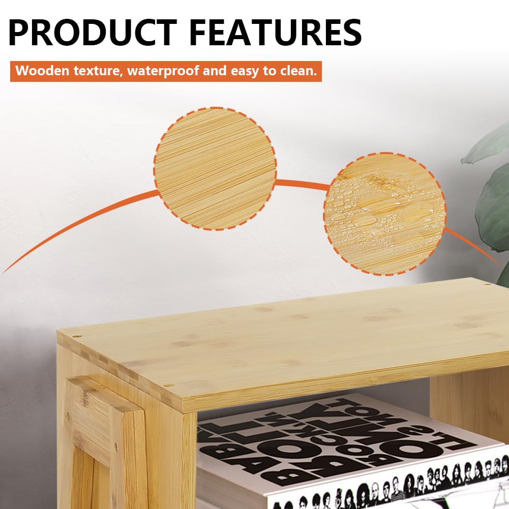 KKTONER Modern Bamboo Nightstands End Tables Bedroom with Storage Small Bedside Table for Living Room Office (Natural) KKTONER