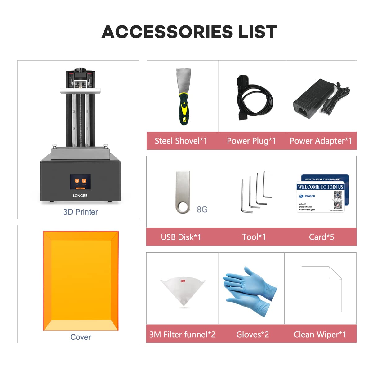 3D Printer Resin 3D Printer Orange 4K 3D Printer Photo Polymerization 3D Printer Monochrome 5.5 Inch 4K Display Parallel LED Lighting Large Print Size 4.72 x 2.68 x 7.48 Inch Longer