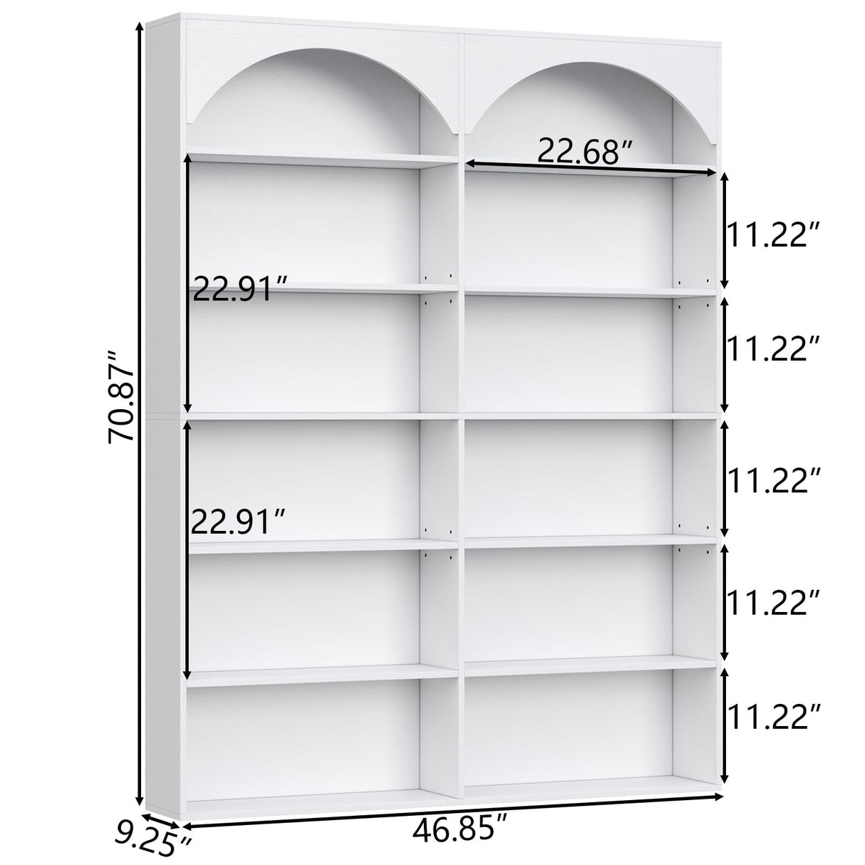 Gyfimoie 70.8’’ Tall Bookshelf and Bookcase, 7-Tier Double Wide Bookcase Modern Large Open Display Shelves with Curved Baffle for Home Office Living Room (White) Gyfimoie