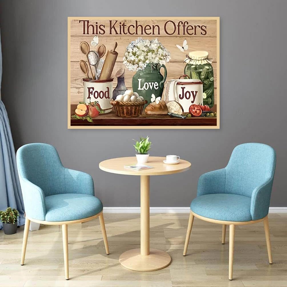 JFYHAB Kitchen Diamond Art Kits for Adults, Food Diamond Painting Kits for Adults Beginners, DIY 5D Diamond Painting with Round Gem Art Kits for Adults for Gift Home Wall Decor 12x16 Inch JFYHAB