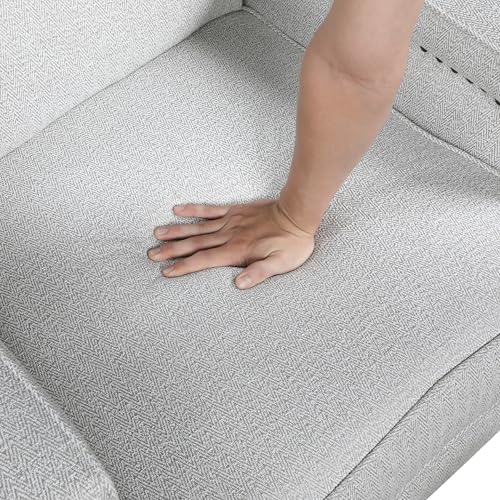 Lexicon Push Back Recliner Chair, Reclining Sofa Armchair, Modern Recliner Sofa Chair with Footrest, Chenille Fabric Recliner Arm Chair, Single Sofa Accent Chair for Living Room/Office/Apartment, Grey Lexicon