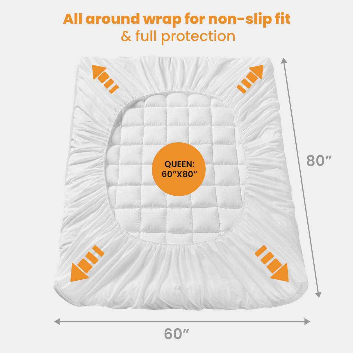 MATBEBY Queen Size Mattress Pad - Cooling Breathable Mattress Topper, Quilted Fitted Mattress Protector, Pillow Top Mattress Cover with 8-21" Deep Pocket, Soft, Machine Washable, White, 60x80 Inches MATBEBY