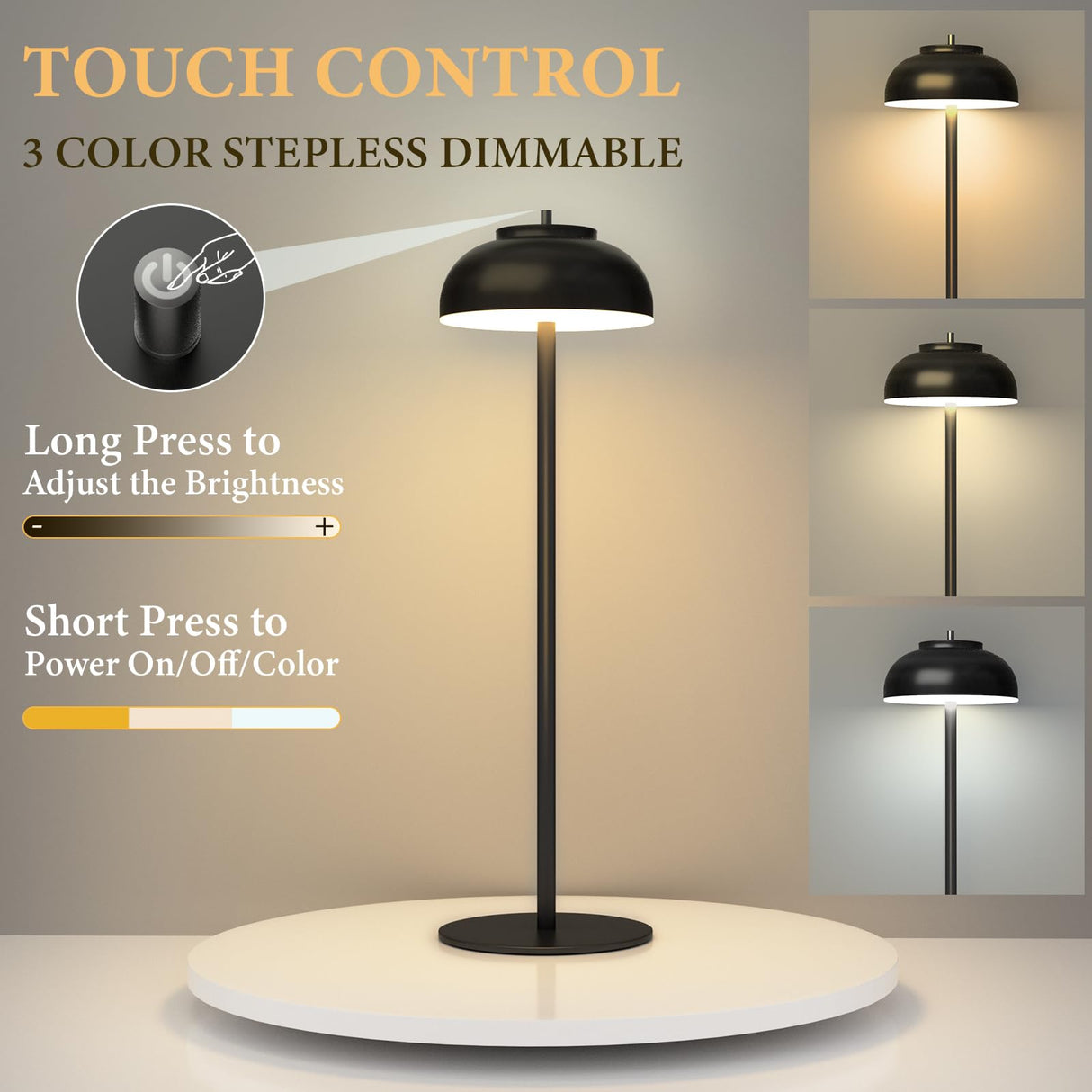 Moragin 2 Pack Led Cordless Table Lamps Rechargeable,Table Lights Battery Operated-IP65 Waterproof-for Outdoor Patio/Restaurants/Home/Dinner/Table top Lighting-Rechargeable Touch Lamp Moragin
