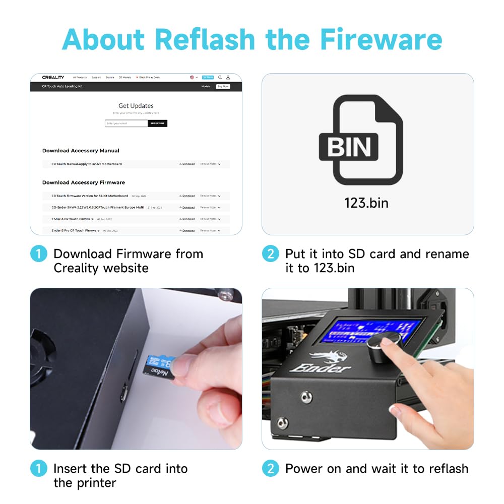 Creality CR Touch Auto Leveling Kit, 3D Printer Bed Auto Leveling Sensor Kit for Ender 3/ Ender 3 Pro/Ender 3 V2/ Ender 3 Max/Ender 5/ and CR 10 with 32 Bit V4.2.2/V4.2.7 Mainboard Creality