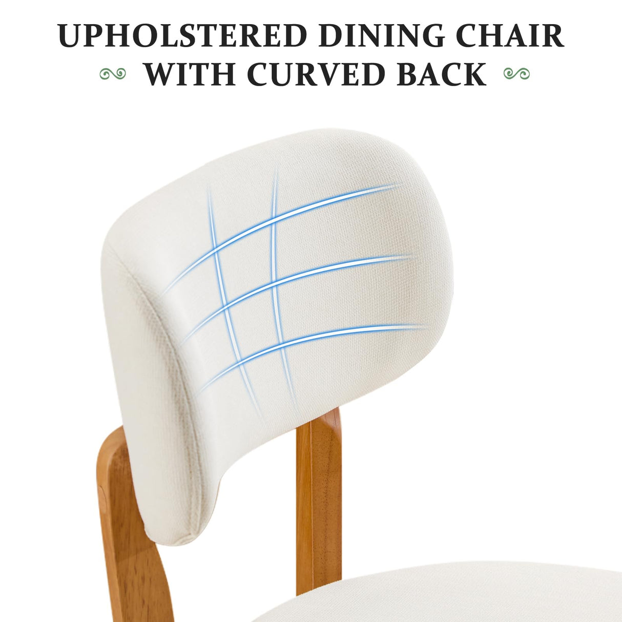 Furniliving Wooden Dining Chairs Set of 2, Mid-Century Modern Linen Upholstered Kitchen Chair with Solid Oak Wood, Farmhouse Dining Room Chairs, Beige Furniliving