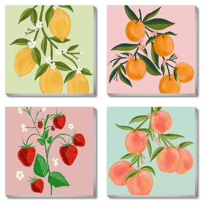 Amzdiyfun 4 Pack Fruits Paint by Numbers Kit, Easy Acrylic Art Number Painting for Beginners, DIY Adults Paint by Numbers Kit on Canvas for Home Wall Decor, 7.8x7.8Inch