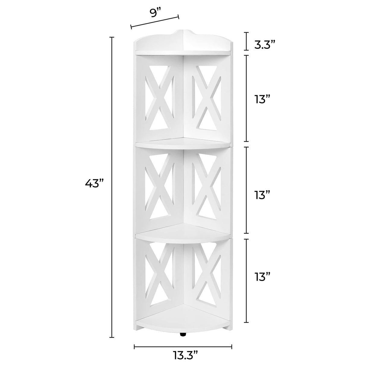 NHZ Corner Shelf Stand, Wood Corner Bookshelf, Corner Bookcase and Plant Stand (White, 4 Tier) NHZ
