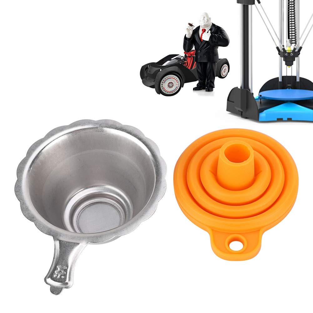 ASHATA 3D Printer Resin Filter,3D Printer Accessories Photosensitive Resin Filter Funnel Combination Light Curing Consumable Filter,Resin Filter Cup+Silicon Funnel Disposable for 3D Printer ASHATA