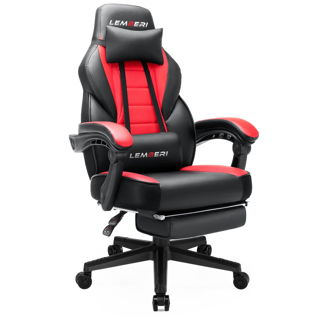 LEMBERI Video Game Chairs with footrest, Big and Tall Gamer Chair for Adults, 400lb Capacity, Racing Style Computer Chair with Headrest and Lumbar Support LEMBERI