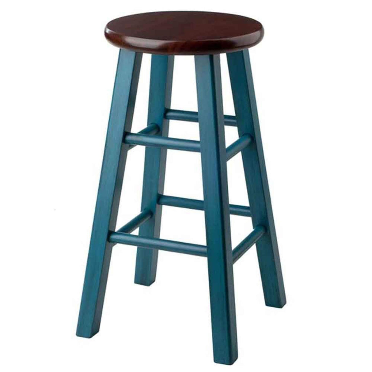 Winsome Wood Ivy model name Stool Rustic Teal/Walnut 13.4x13.4x24.2 Winsome