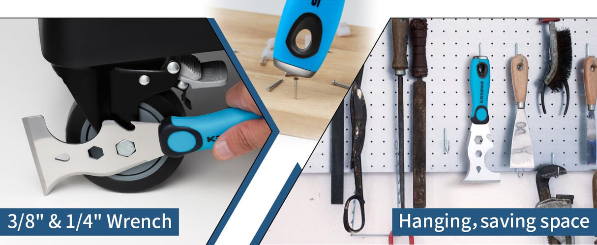 KEZERS 13-In-1 Painter’s Tool, Stainless Steel Putty Knife Scraper, Paint Scraper Tool for Painting & Wood with Metal Hammer End, Multi-Use Drywall Paint Stripper Tool for Scraping Paint & Caulk KEZERS