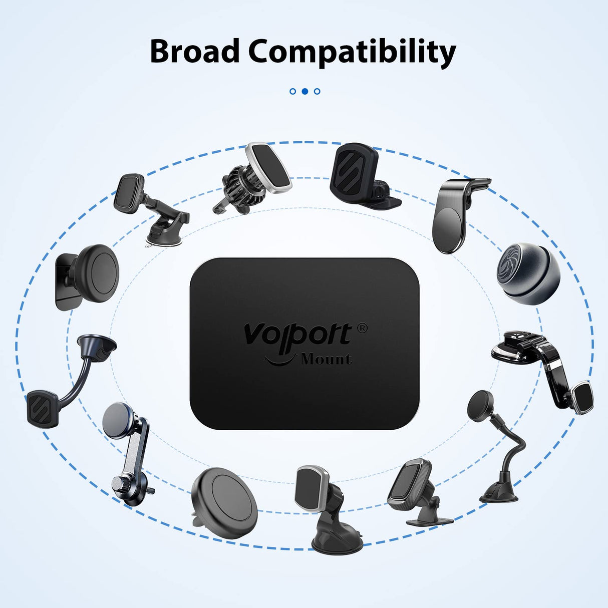 volport Rectangle Metal Plate for Phone Magnet, Magicplate Replacement Disc with 3M Adhesive Backing Sticker for Magnetic Car Mount Holder Cradle Stand (Dashboard/Vent/CD Slot/Windshield)-Black volport