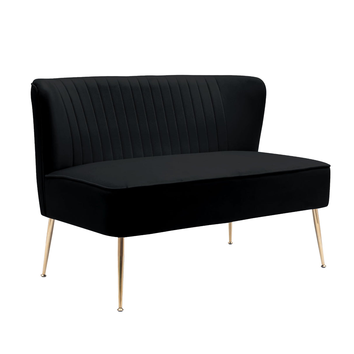 COSTAELM Alaia 46" Contemporary Wide Upholstered Velvet Loveseat Sofa Couch with Golden Metal Legs for Living Room, Black Costaelm