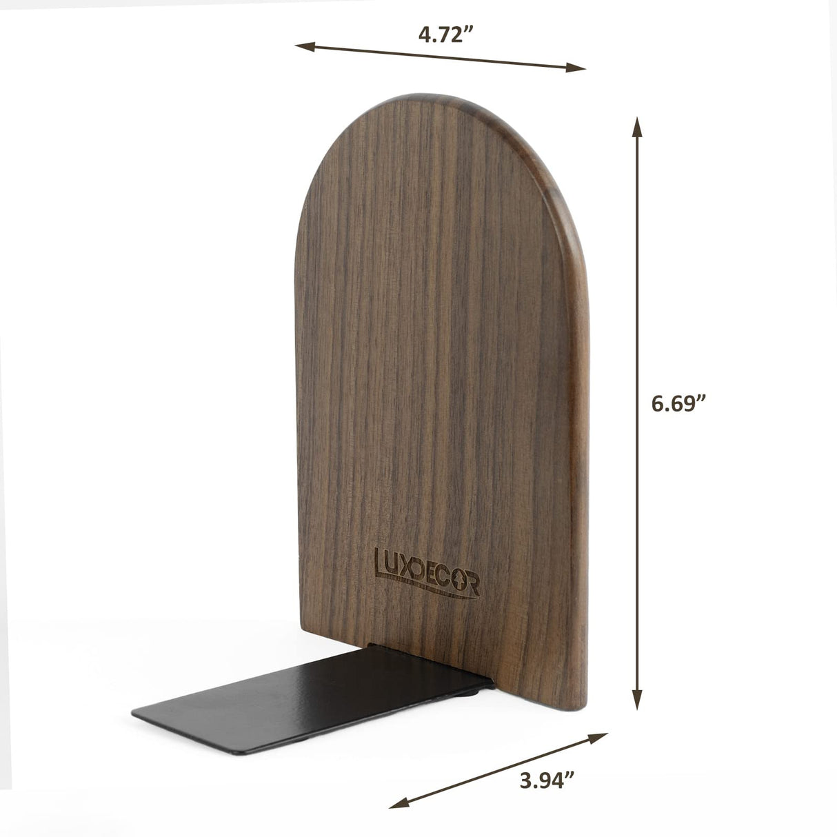 Large Bookend Hold Heavy Books- 7x4x5in 1 Pack Wood Bookends for Heavy Books Heavy Duty Walnut Book Ends for Men Wood Bookends for Office Desk Non-Skid Luxdecor