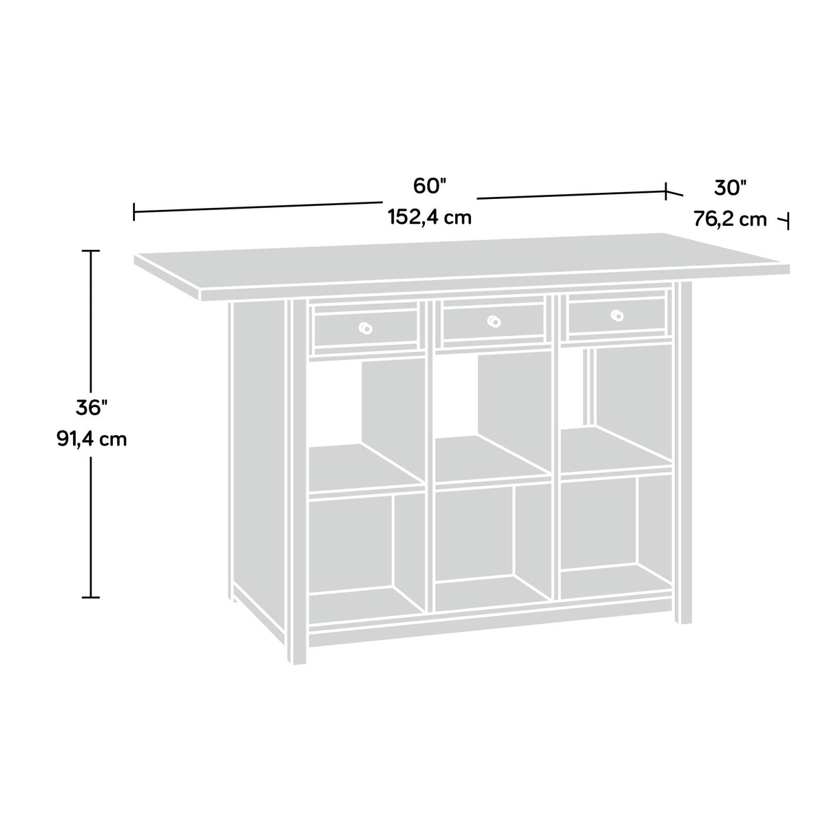Sauder Craft Pro Series Work Table/ pantry cabinets, White finish Sauder