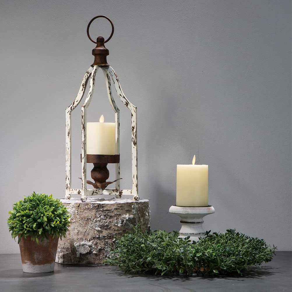 Glitzhome Farmhouse White Metal Lanterns Decorative Hanging Candle Lanterns (White Small) Glitzhome