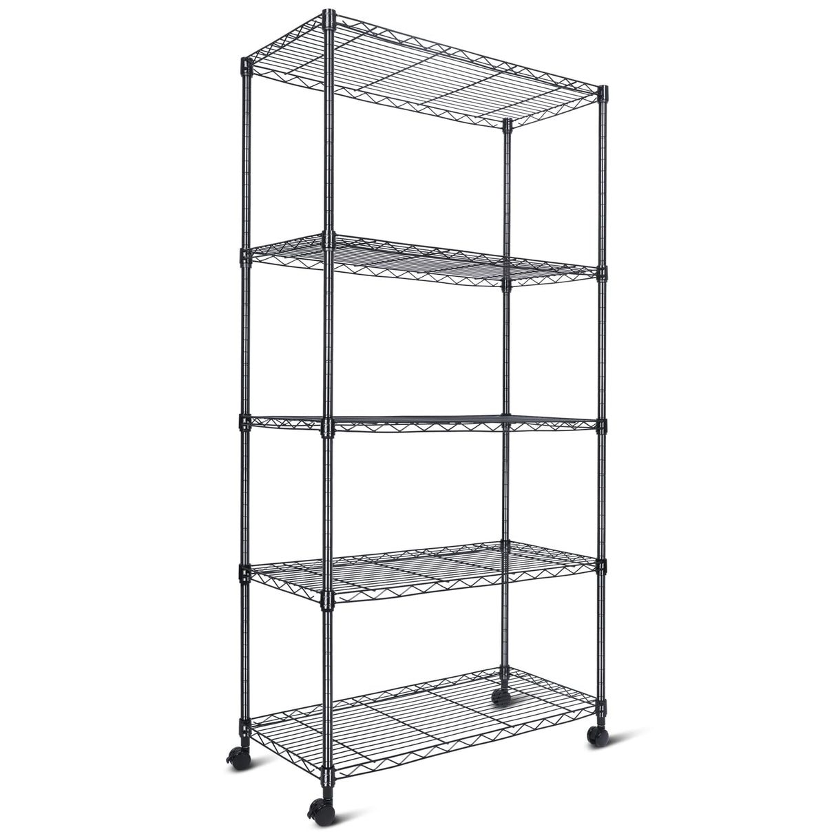 Whitmor Heavy Duty 5-Shelf Shelving Unit, Storage Shelves 1000Lb Capacity for Garage Kitchen Bathroom Bedroom, 30" D x 14" W x 59" H, 5 Tier, Black Whitmor