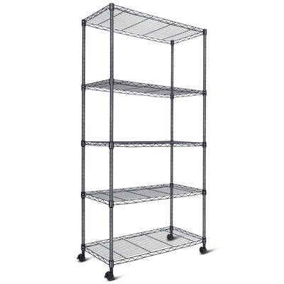 Whitmor Heavy Duty 5-Shelf Shelving Unit, Storage Shelves 1000Lb Capacity for Garage Kitchen Bathroom Bedroom, 30" D x 14" W x 59" H, 5 Tier, Black