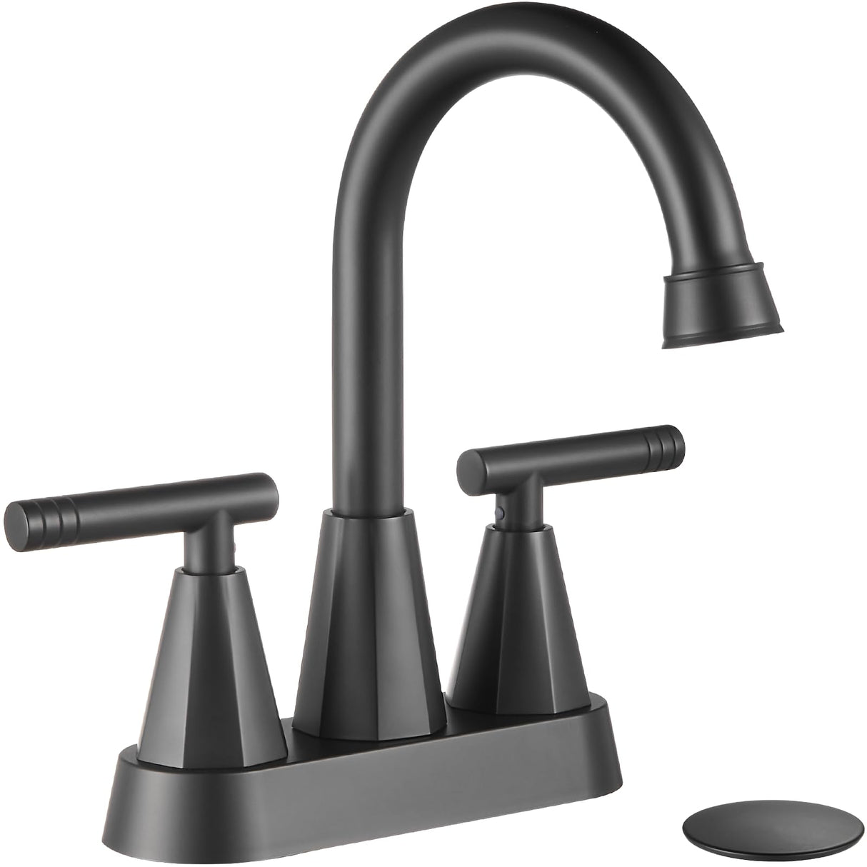 Cobbe Bathroom Faucets for Sink 3 Hole, 4 Inch with Pop Up Drain and 2 Supply Hoses, 2 Handle Centerset Bathroom Faucet for Sink Vanity, Midnight Black Matte Cobbe