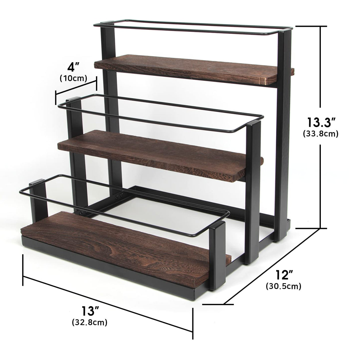 J JACKCUBE DESIGN Coffee Syrup Organizer Rack, Rustic Wood and Metal Wire, 3-Tier 12 Bottles Compartment Display Holder Coffee Station Bar Accessory for Syrup, Wine, Dressing(Black) - MK815A J JACKCUBE DESIGN