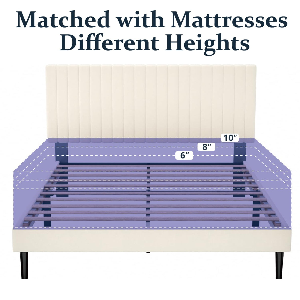 HAOARA Full Size Platform Bed Frame with Velvet Upholstered Headboard, Full Bed Frame with Strong Wood Slats, Mattress Foundation, Box Spring Optional, Easy Assembly, Beige HAOARA