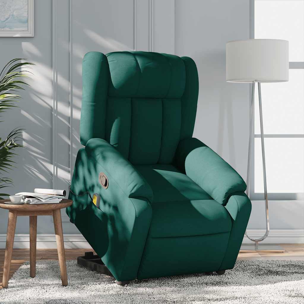 WRJENFSC Dark Green Power Lift Recliner Chair Oversized Massage Living Room Furniture Fabric Polyester 535 lbs Capacity Adjustable Armrests for Living Room Bedroom Reading WRJENFSC