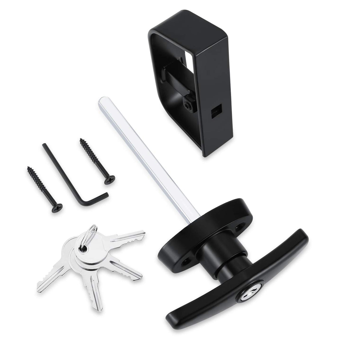 QANVEE Shed Door Latch T-Handle Lock Kit with 4 Keys,Storage Barn Shed Door Hardware Lock Set 4½" and 5½" Stem QANVEE
