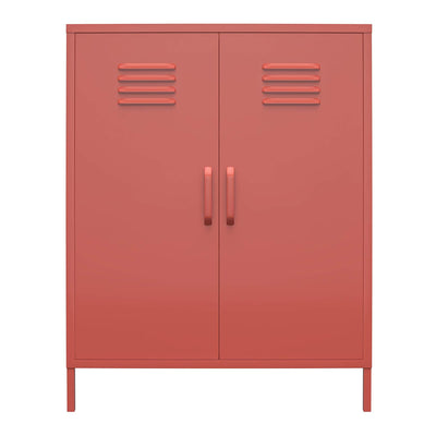 REALROOMS Shadwick 2 Door Metal Locker Style Accent Storage Cabinet, Terracotta