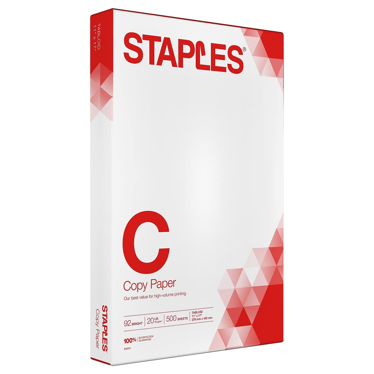 Staples 512211 11-Inch X 17-Inch Copy Paper 20 Lbs 92 Brightness 500/Ream (190450) STAPLES