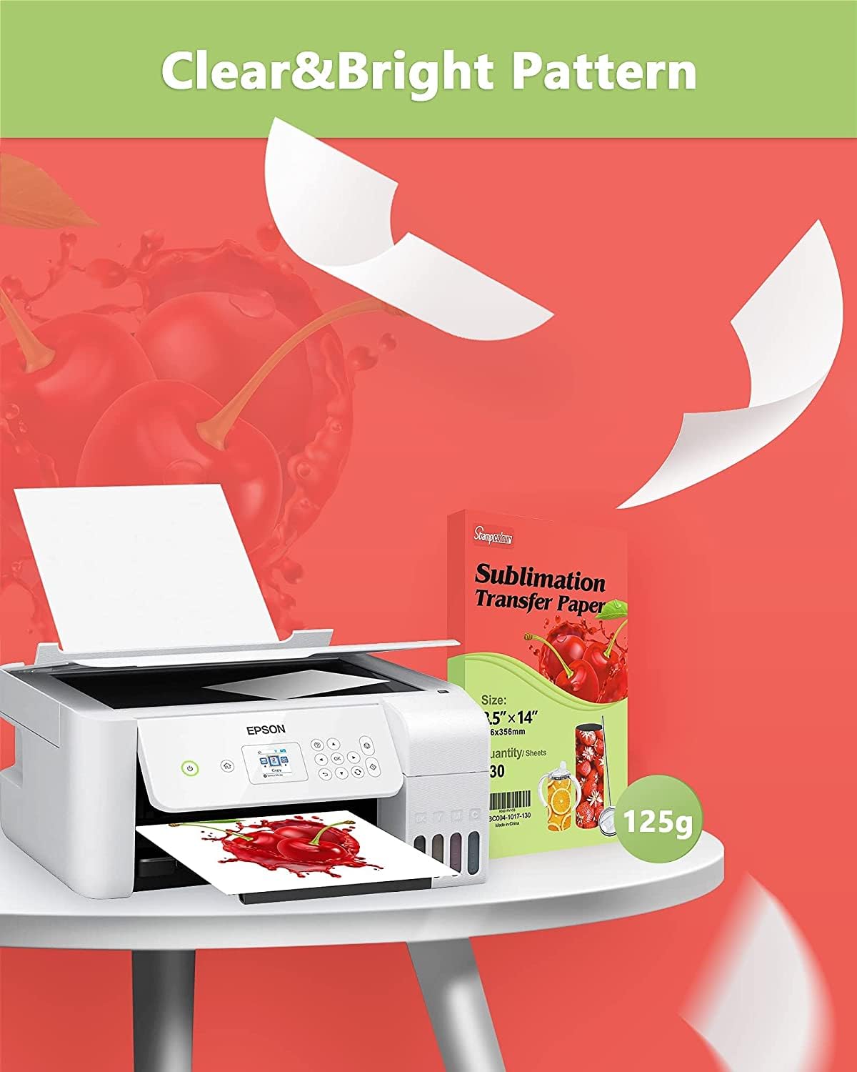 Stampcolour Sublimation Paper 8.5x14 Inches 130 Sheets Heat Transfer Paper for Any Epson HP Canon Sawgrass Inkjet Printer With Sublimation Ink for Sublimation Tumbler Blank,T-Shirts,DIY 125gsm Stampcolour