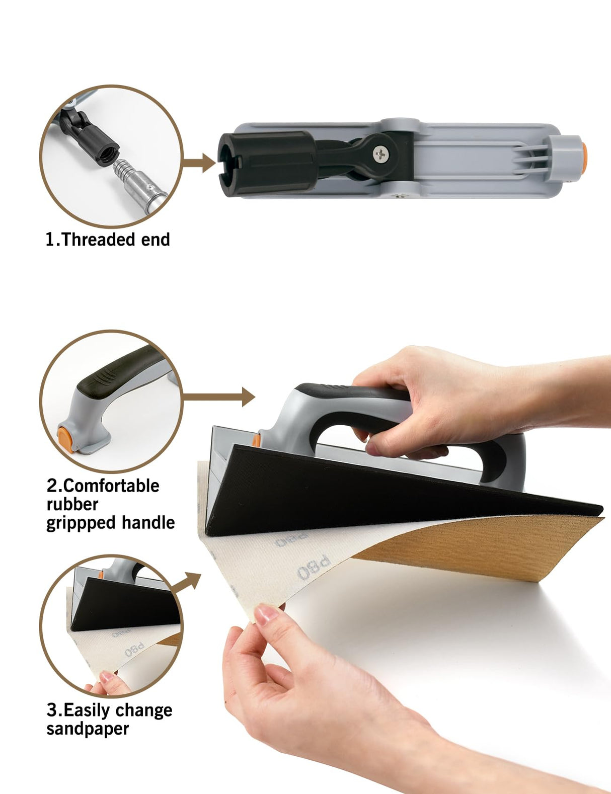 ROLLINGDOG Drywall Corner Sander - Hand Sander With 6PC Oxide Mesh Sandpaper for Corner Wall Cleaning and Polishing ROLLINGDOG