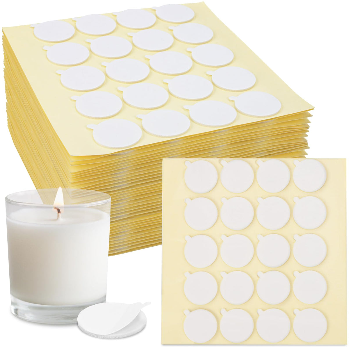 RAINFLOW 720 Pcs Wick Stickers for Candle Making - Double Sided Candle Wick Stickers Candles Making Kit with The Little Tail for DIY Homemade Fix Ornaments MAQIHAN