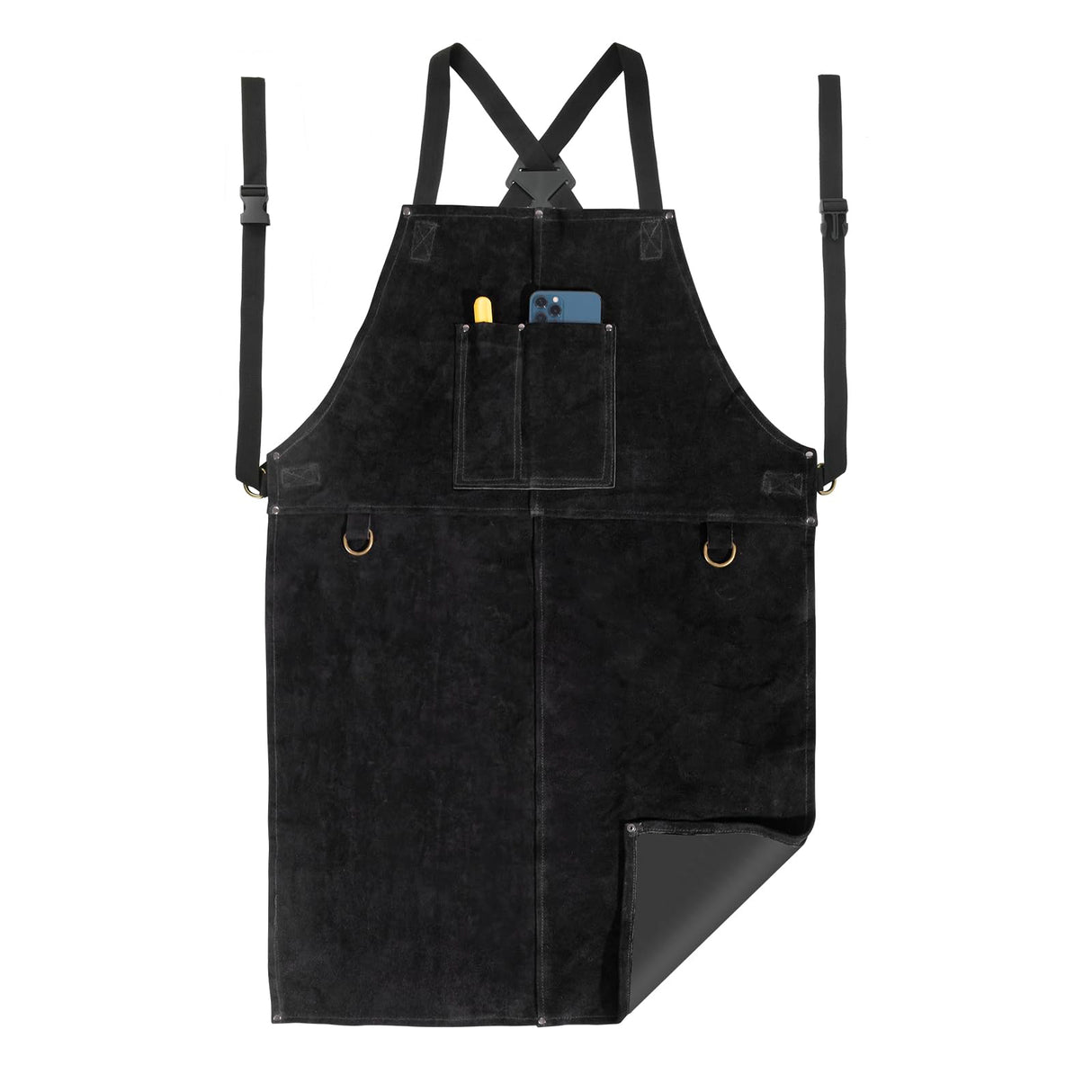Leather Welding Apron - Heat & Flame Resistant Blacksmith Apron for Forging, BBQ, Grilling (36" Length, Black) LeaSeek